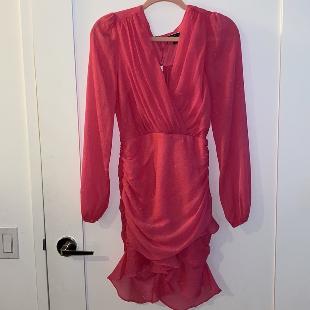 Sparkly Hot Pink Ruched Dress by Blue Blush